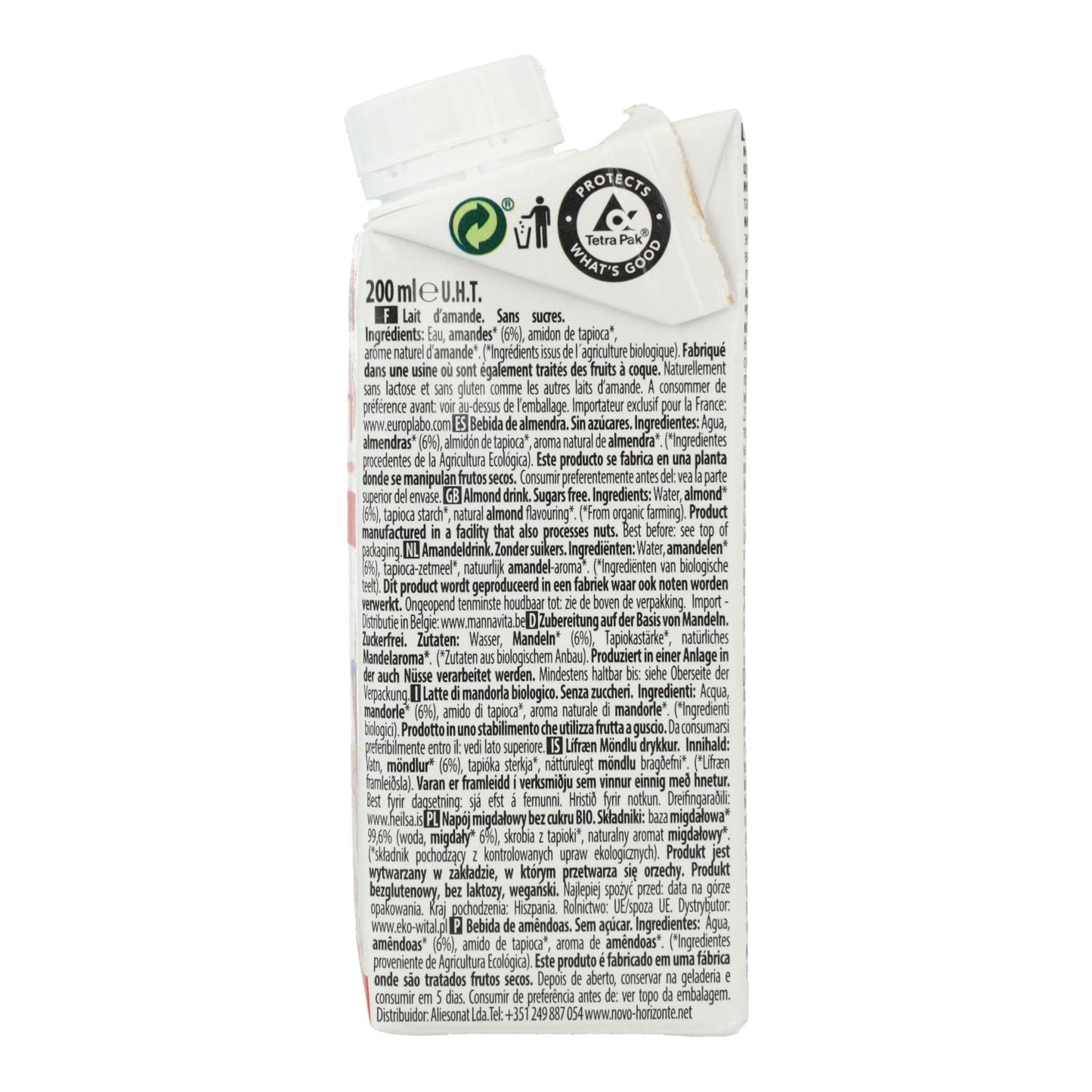 Bebida de Almendra Natural sin azúcar Bio Ecomil 200 ml