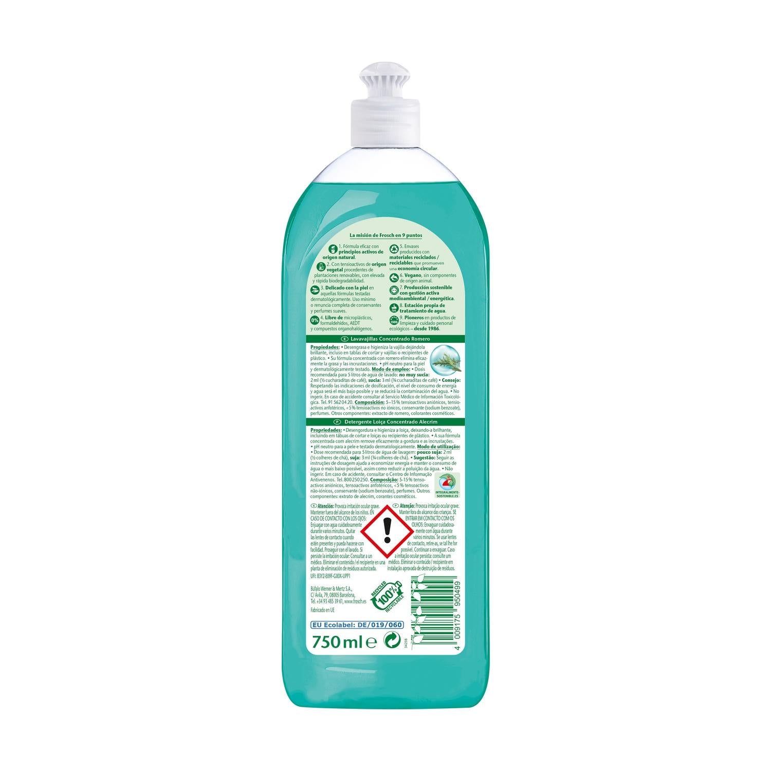 Pack 2 x 750 ml Lavavajillas romero Frosch