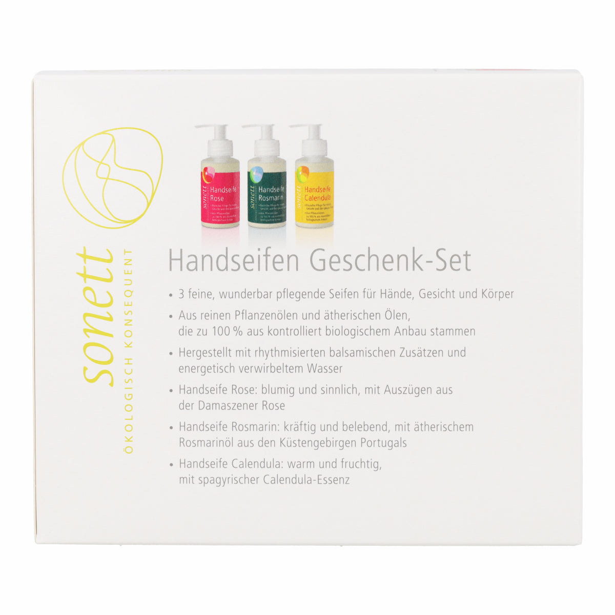 Lot de savons calendula romarin et rose Sonett 3 x 110 ml