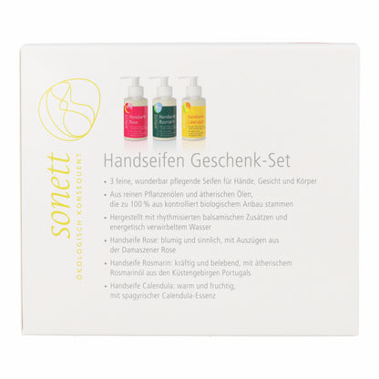 Lot de savons calendula romarin et rose Sonett 3 x 110 ml