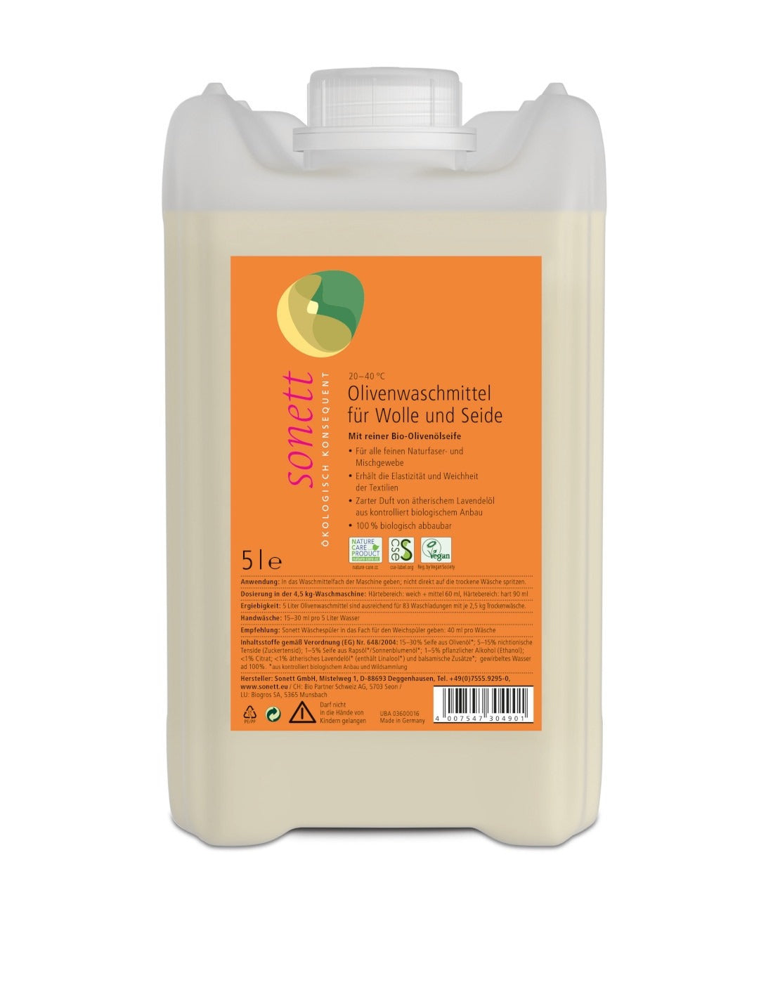 Lessive pour laine et soie Sonett à l'huile d'olive 5L