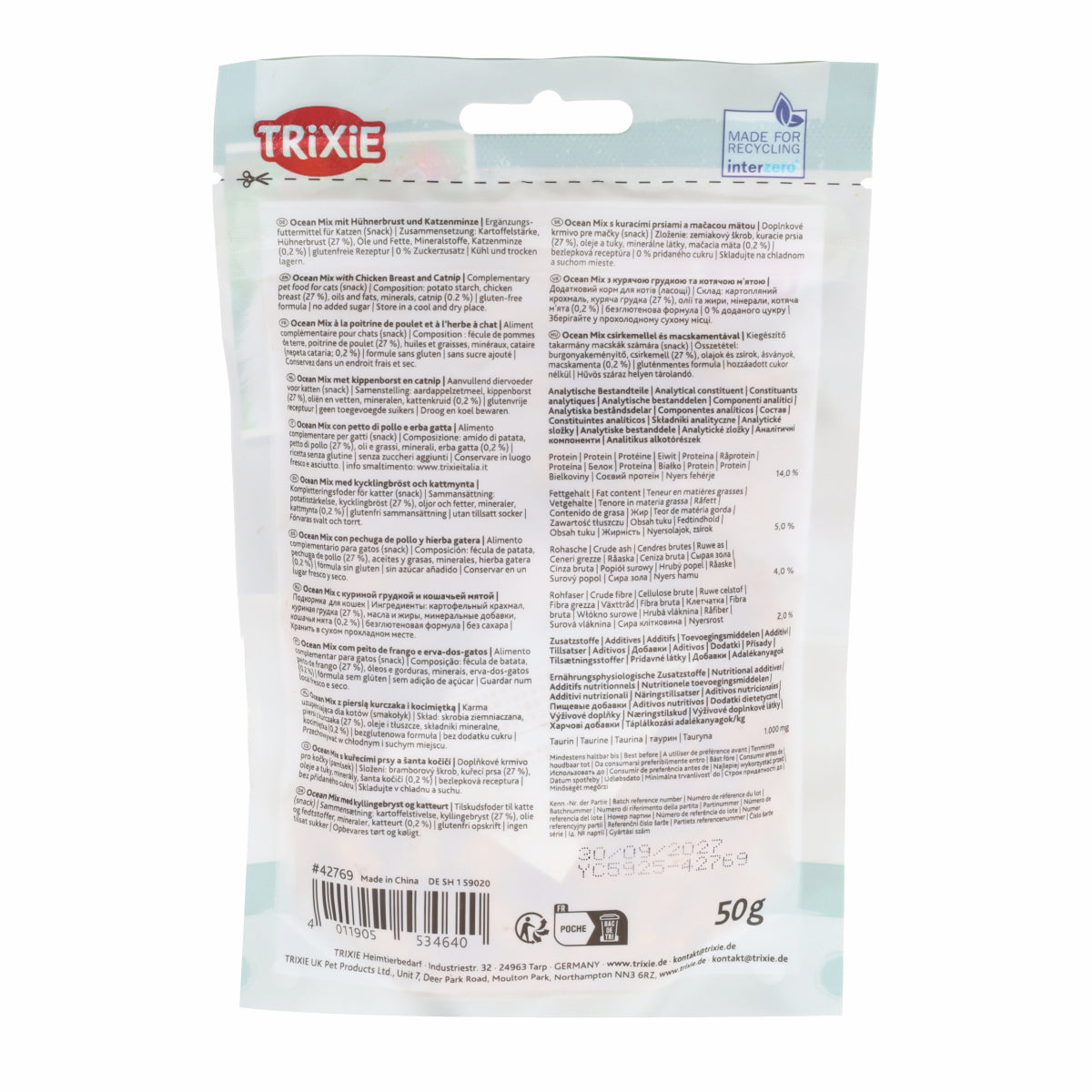 Mélange de mer avec filet de poulet herbe à chat 50 g