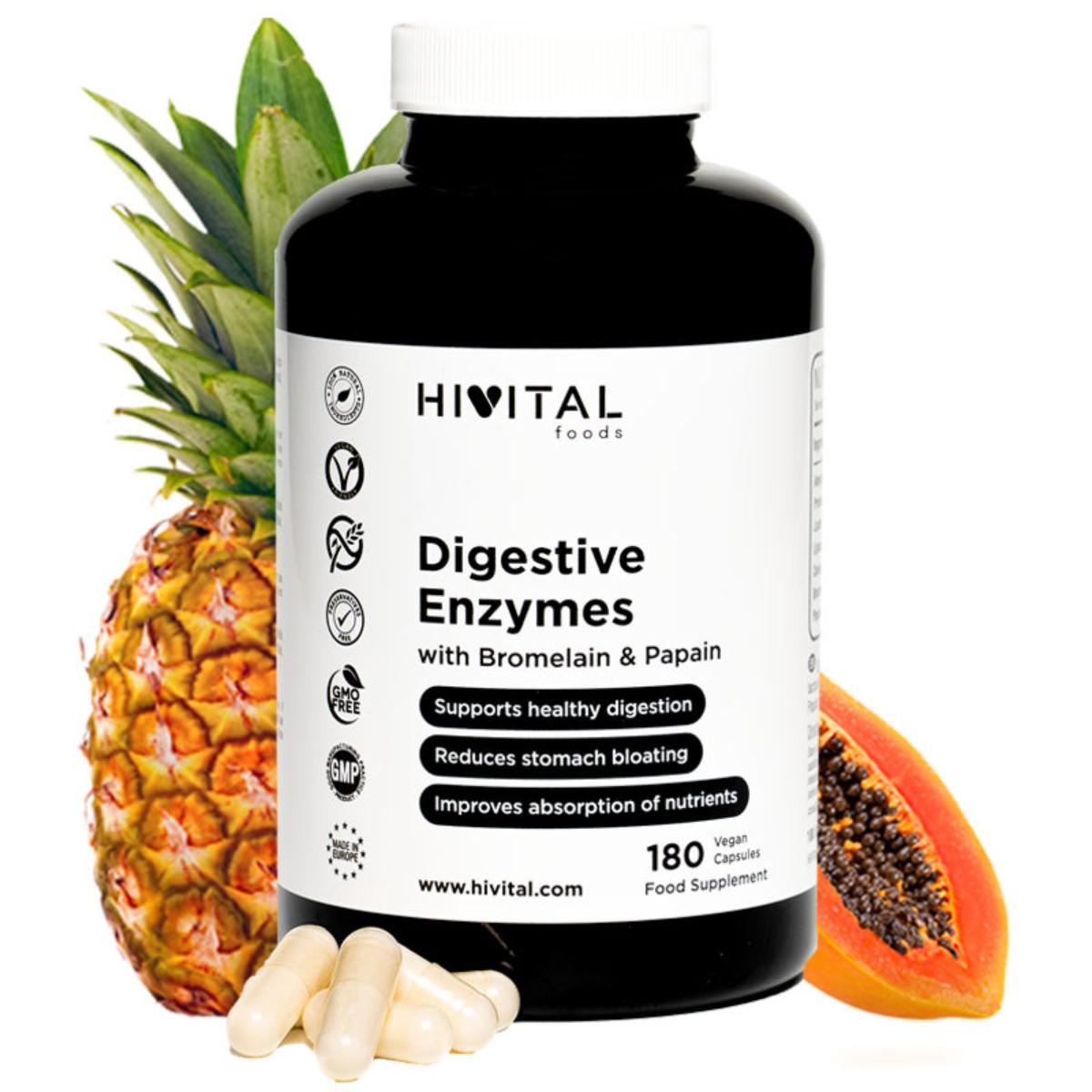 Enzimas digestivas 180 cápsulas veganas Hivital