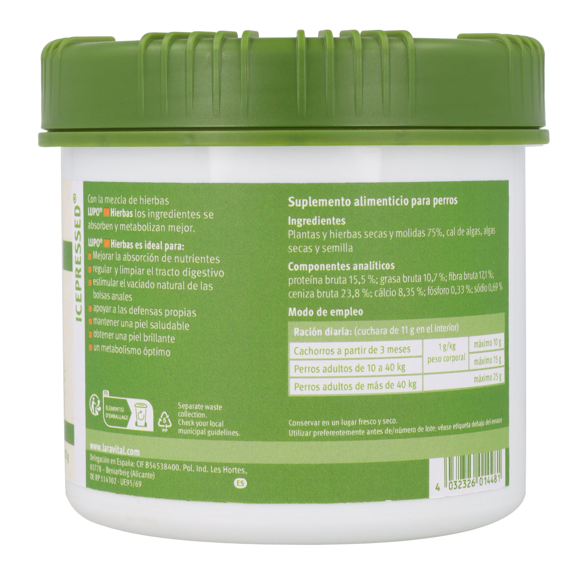 Lupo Complément Alimentaire Multivitaminé 100% Naturel en Granulés pour Chiens 375 g