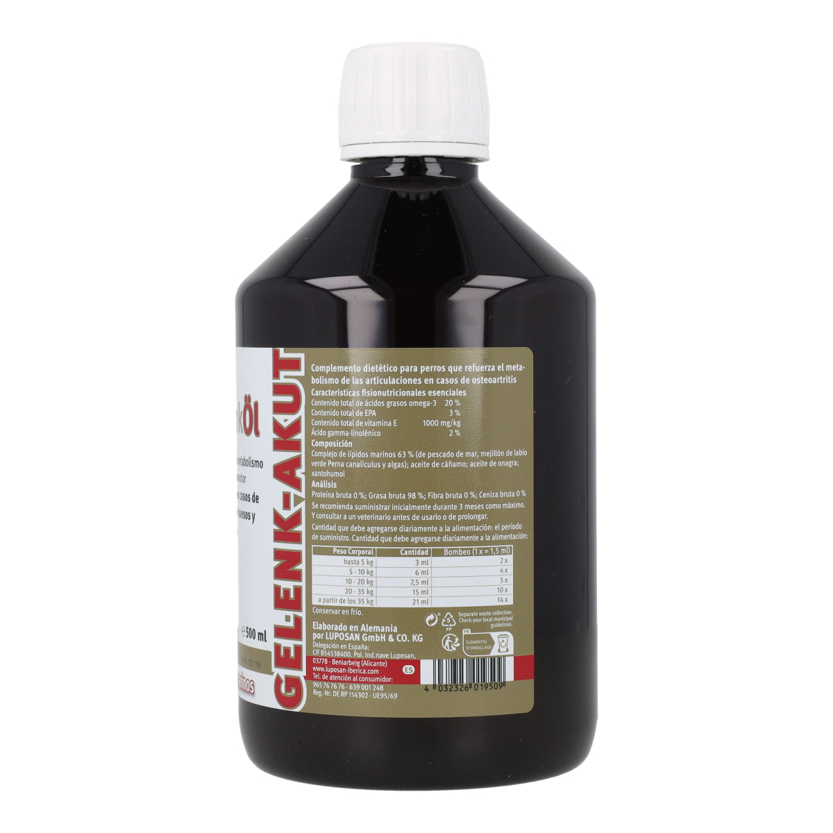Lupo Gelenköl Huile Chondroprotectrice pour Chiens Lopusan 500 ml