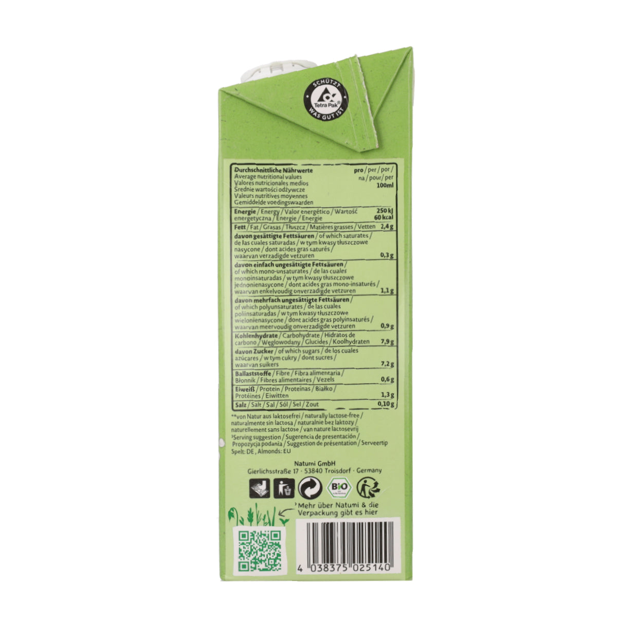 Boisson à l'épeautre et aux amandes bio Natumi 1 L