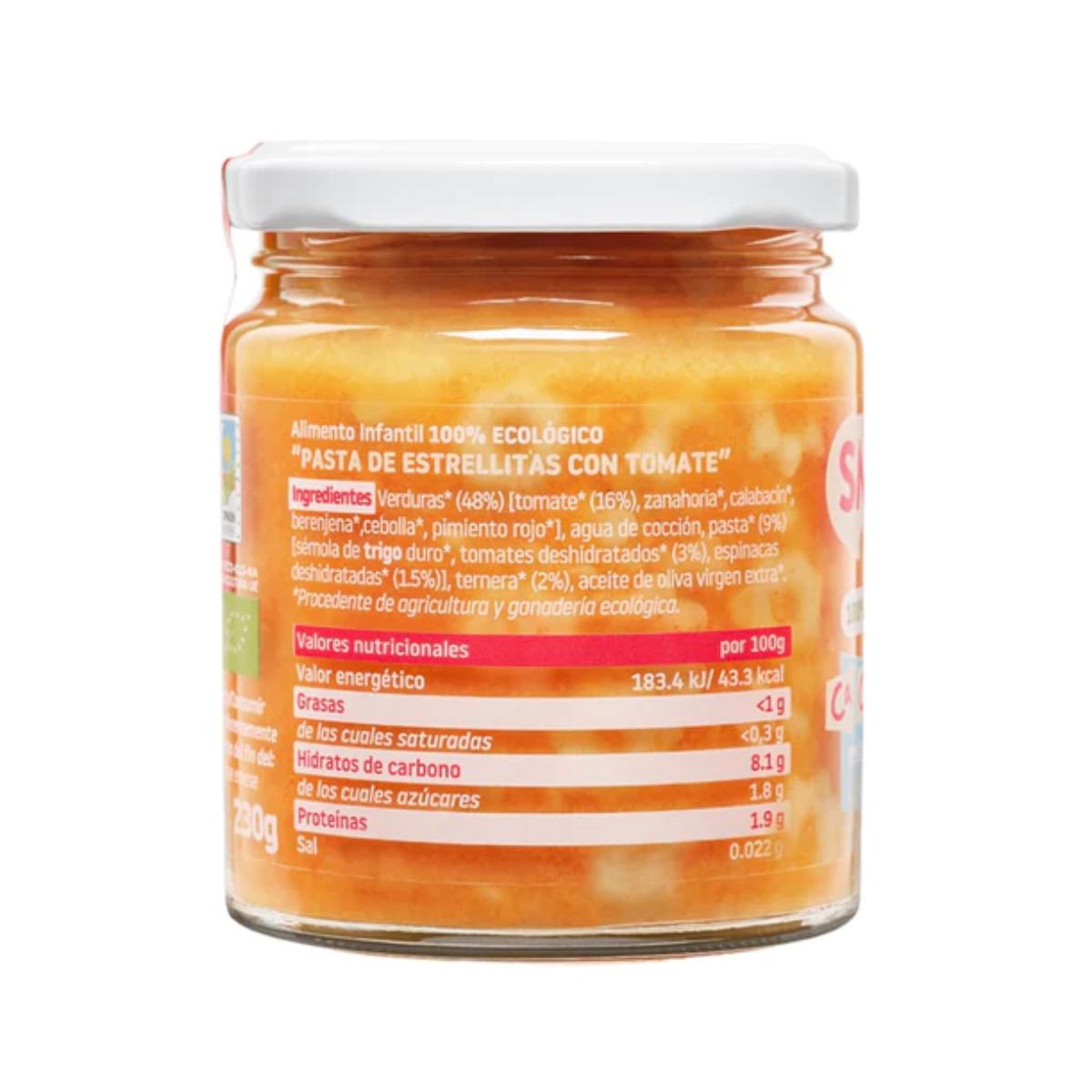 Tarrito Pasta con Tomate Ecológico CA CHI TOS Smileat, 230g