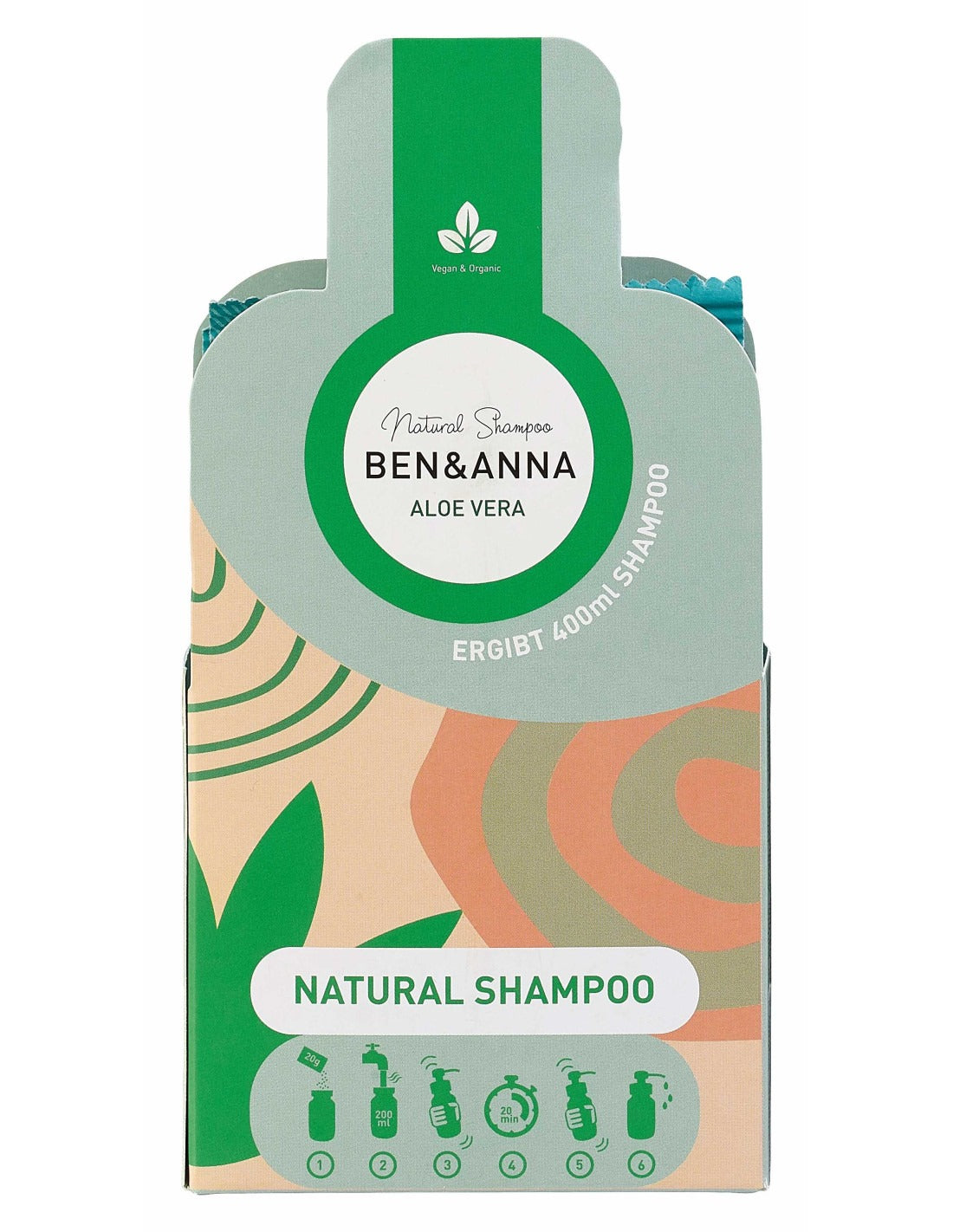 Shampoo Aloe Vera Ben & Anna flocons secs à diluer dans l'eau 2x20g=400ml