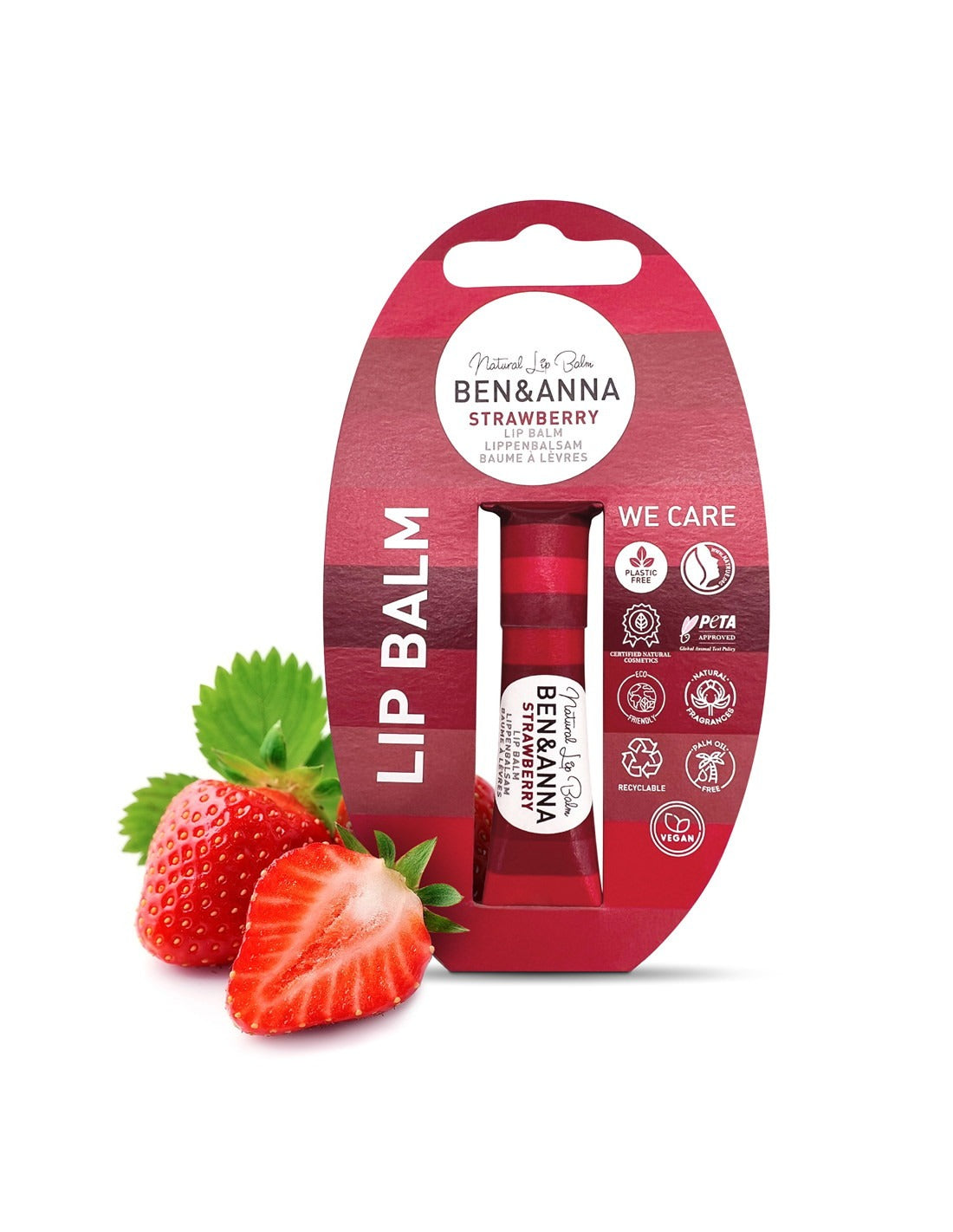 Baume à lèvres écologique à la fraise zéro déchet Ben&Anna 6g