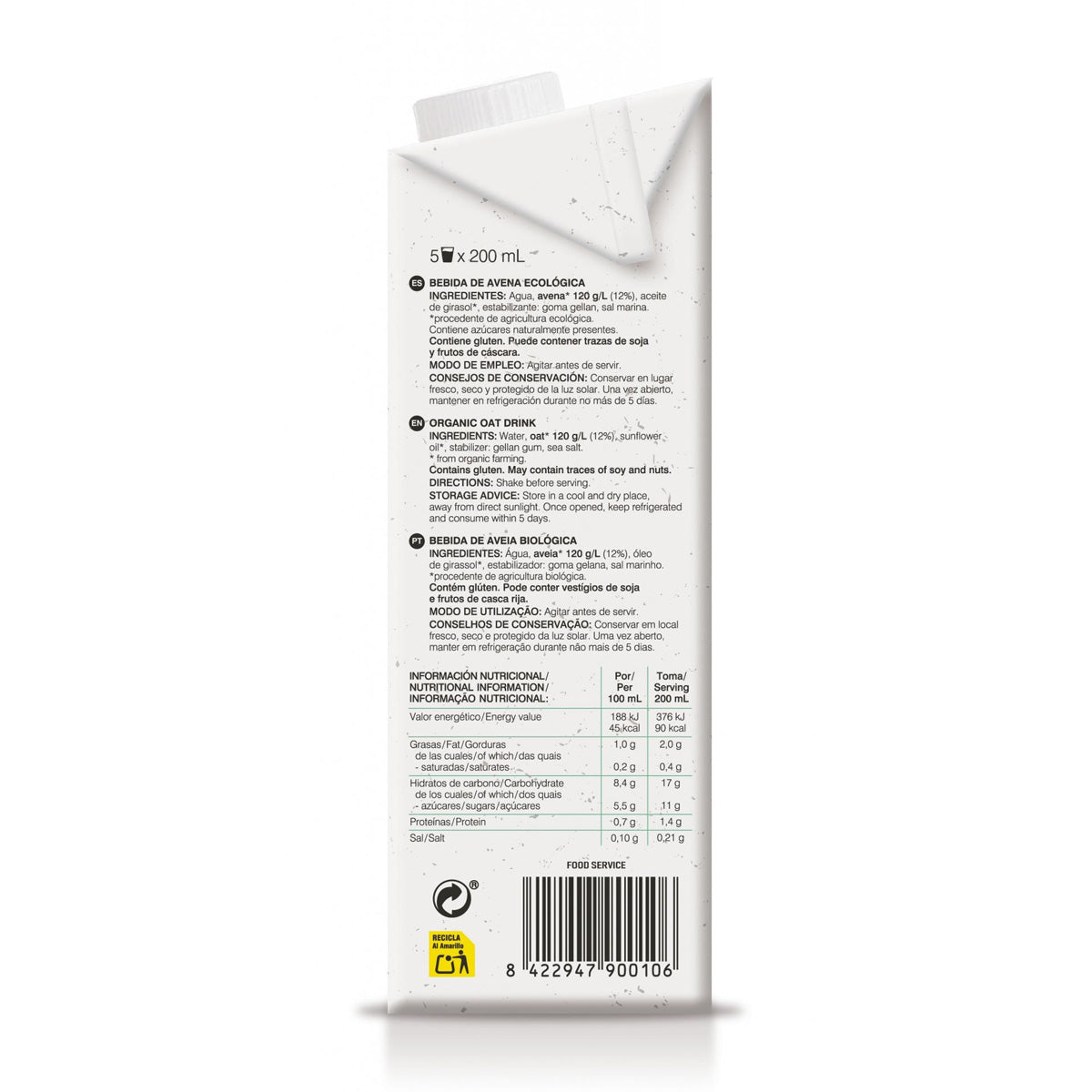 Pack 6 x Bebida de Avena BIO Soria Natural 1L