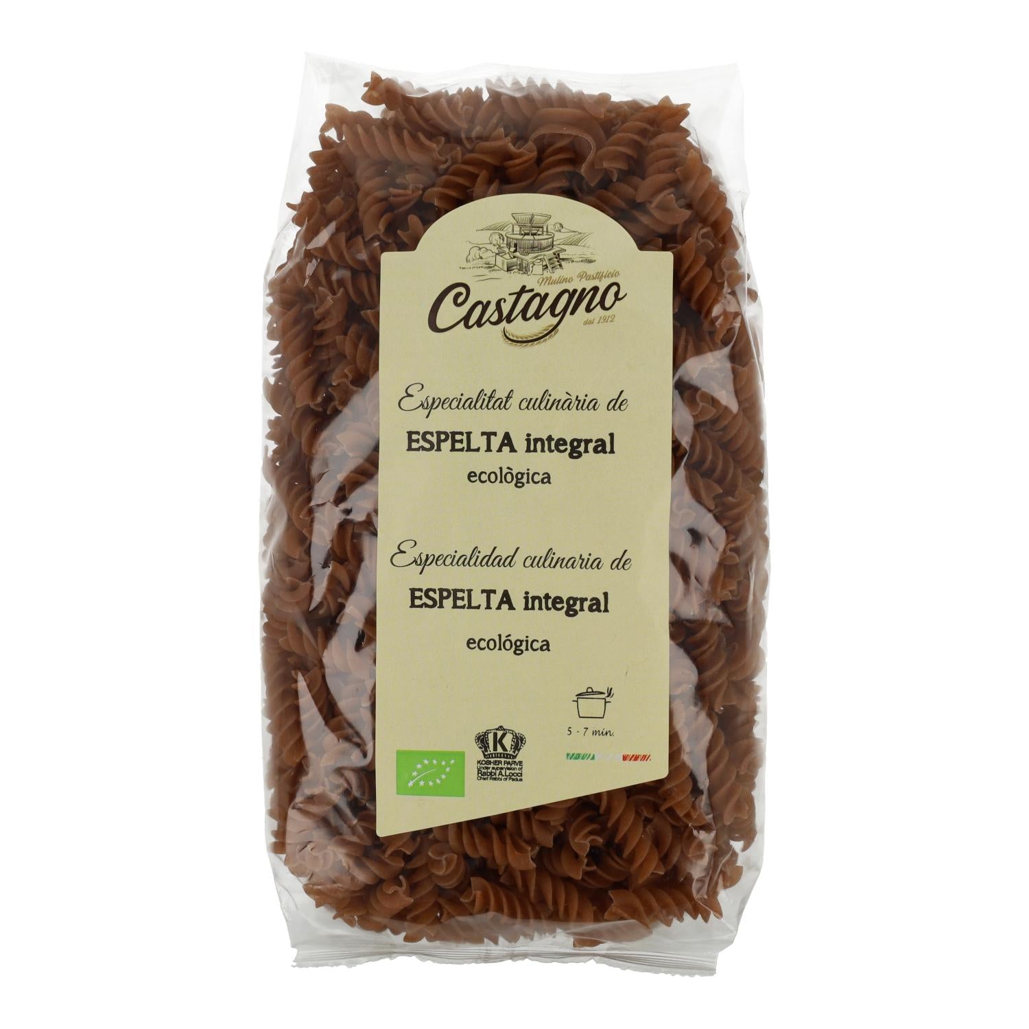 Espirales Espelta Integral DICOCCUM ECO Castagno 500 g