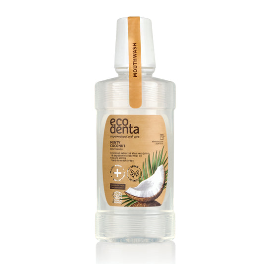 Bain de bouche Haleine Fraîche saveur Aloe Vera, Menthe et Coco Bio EcoDenta 250 ml