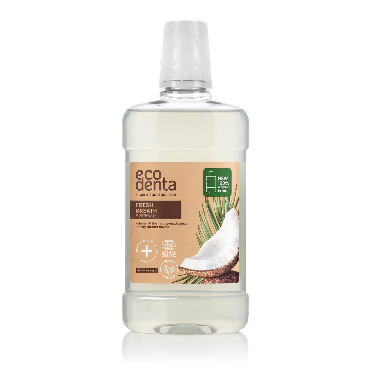 Bain de bouche Haleine Fraîche saveur Aloe Vera, Menthe et Coco Bio EcoDenta 500 ml