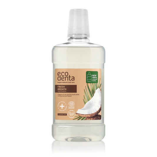 Bain de bouche Haleine Fraîche saveur Aloe Vera, Menthe et Coco Bio EcoDenta 500 ml