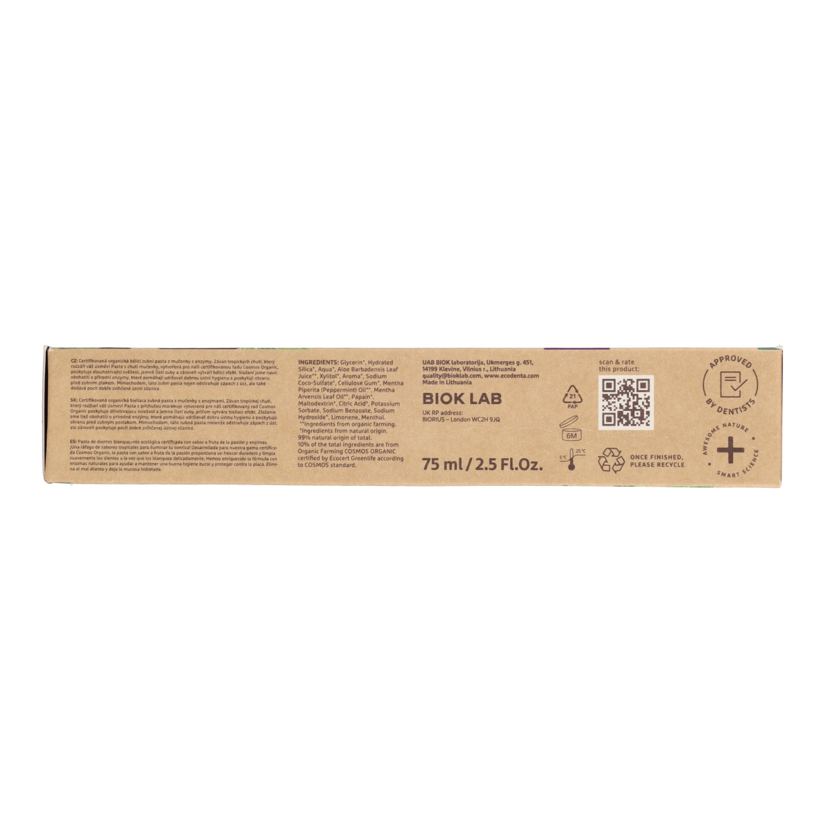 Pasta dental Blanqueadora Fruta de la Pasión con Enzimas Bio EcoDenta 75 ml