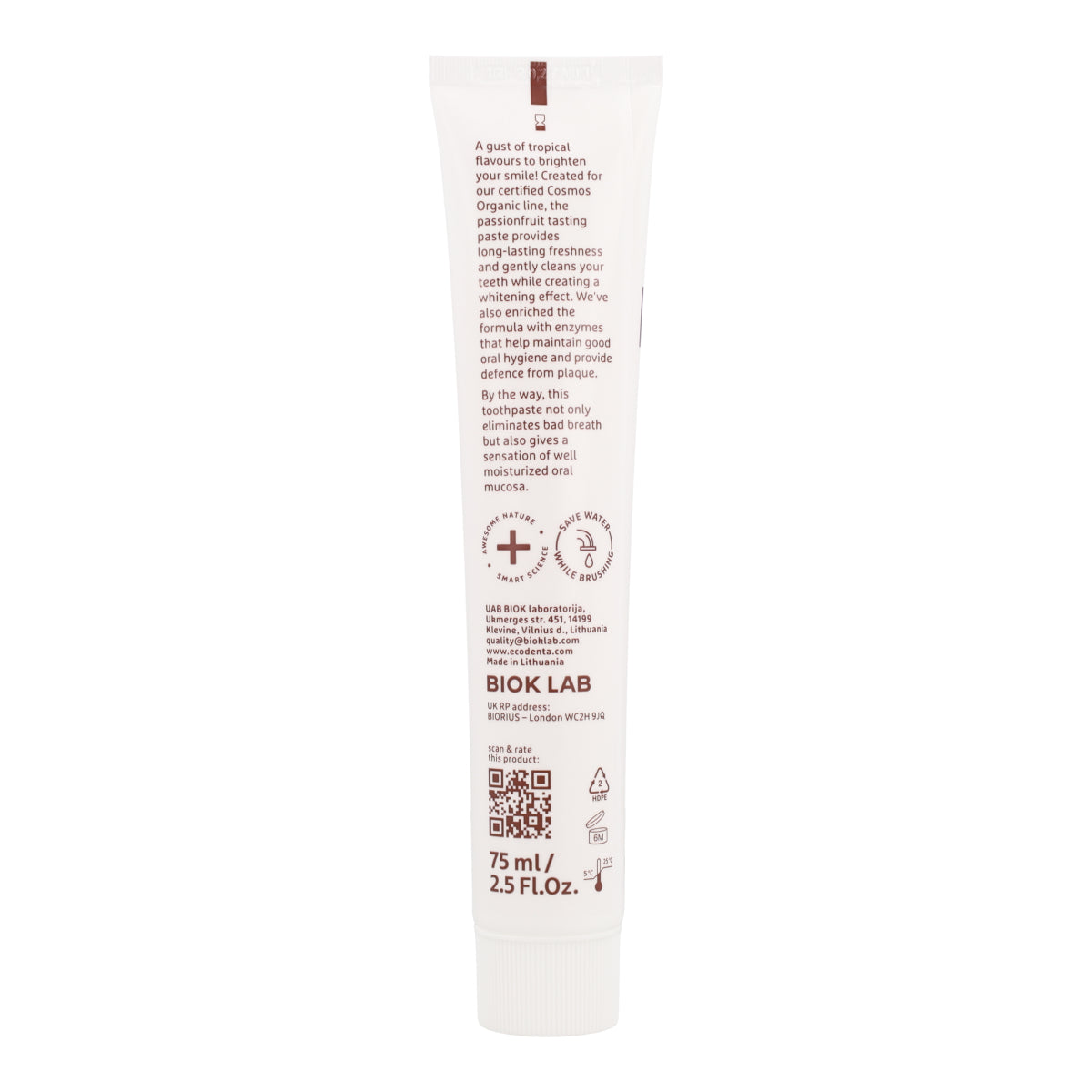 Pasta dental Blanqueadora Fruta de la Pasión con Enzimas Bio EcoDenta 75 ml