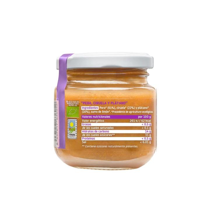 Tarrito de Pera, Ciruela y Plátano BIO +6 Meses Smileat 130 g
