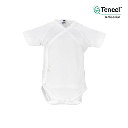Body de manga corta para recién nacidos en tencel blanco