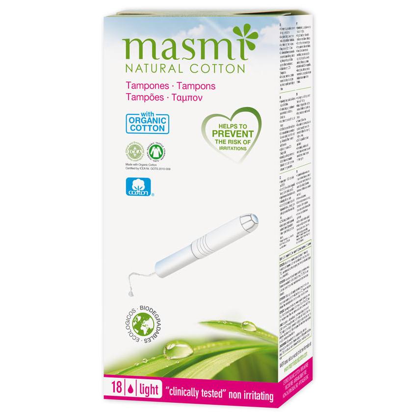 Tampón regular con aplicador Mini algodón ECO Masmi, 18 unidades