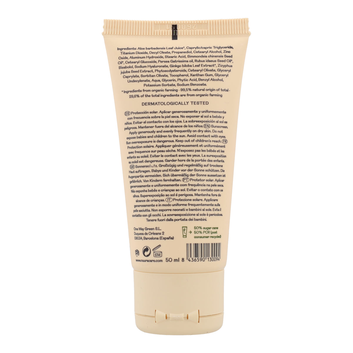 Crème Solaire Visage SPF50 Nuura Tube 50 ml