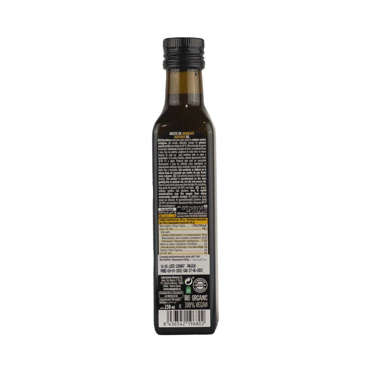 Aceite de Aguacate Bio NaturGreen 250 ml