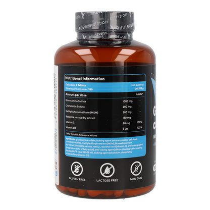 Glucosamine Chondroïtine MSM Boswellia Vitamines C et D3 Sevens Nutrition 180 gélules