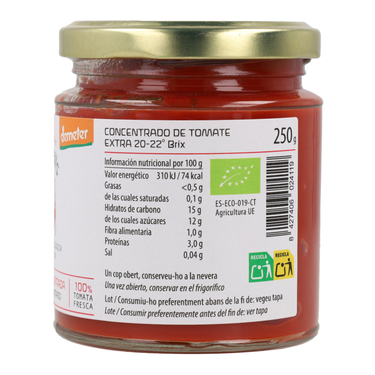 Concentré de tomates ECO Cal Valls, 250 g