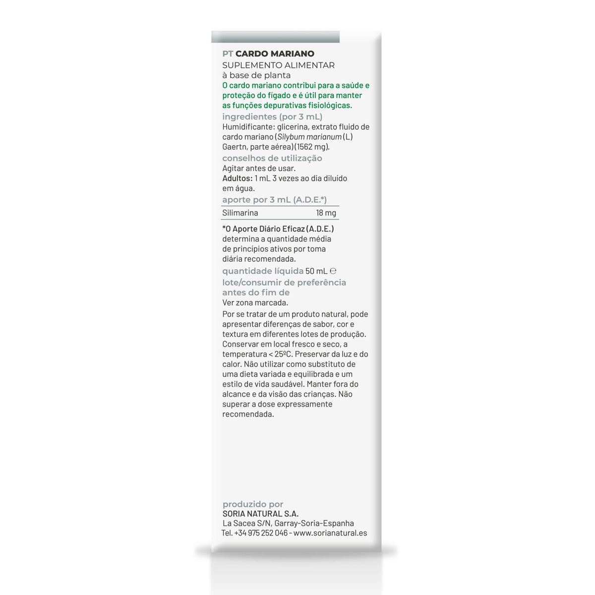 Extracto Cardo Mariano Soria Natural, 50 ml