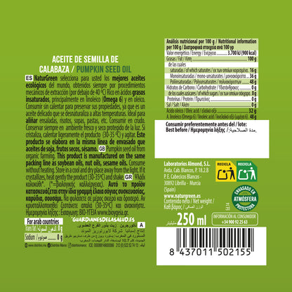 Huile de graines de courge Bio NaturGreen, 250 ml