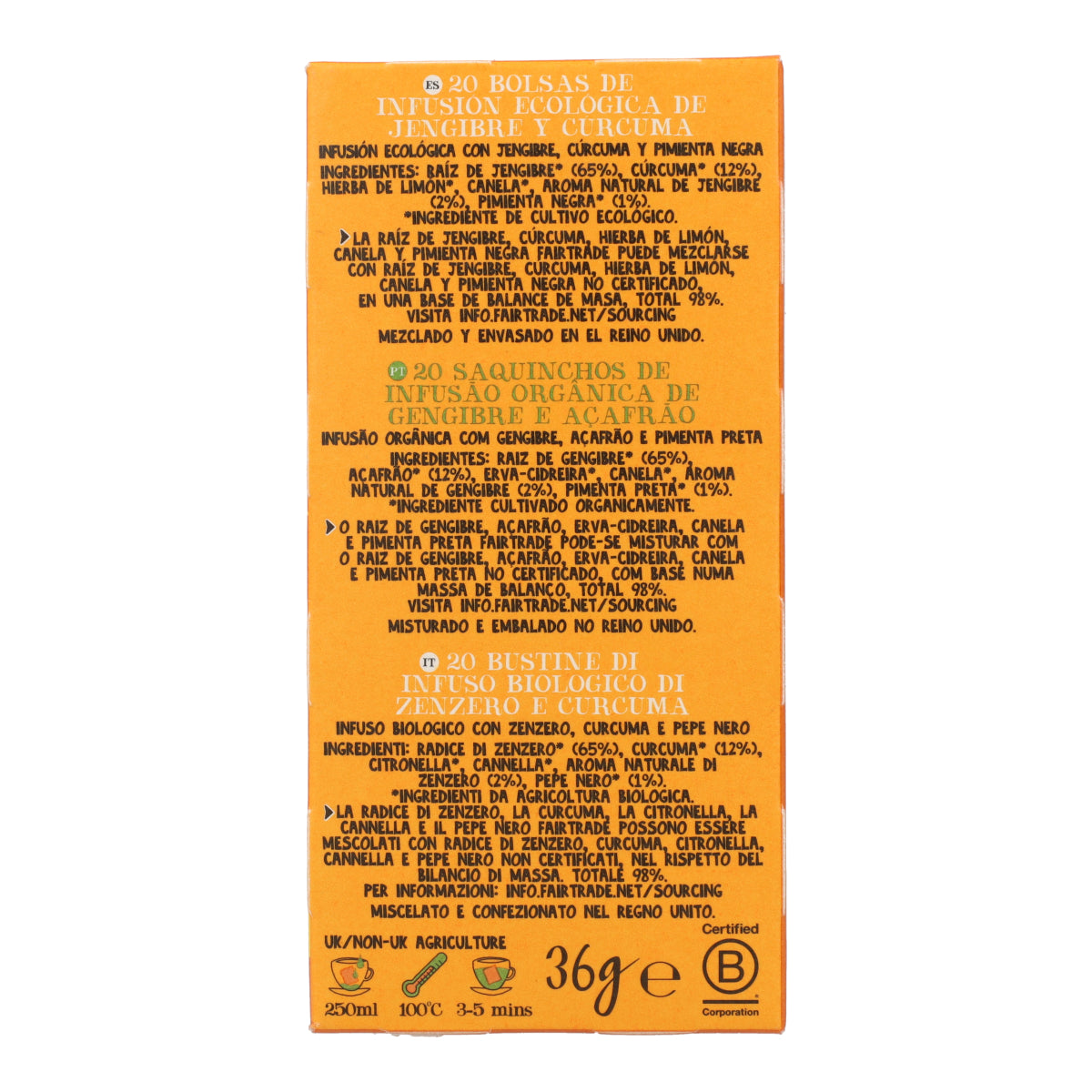 Infusion de gingembre et curcuma BIO Cupper 20 sachets