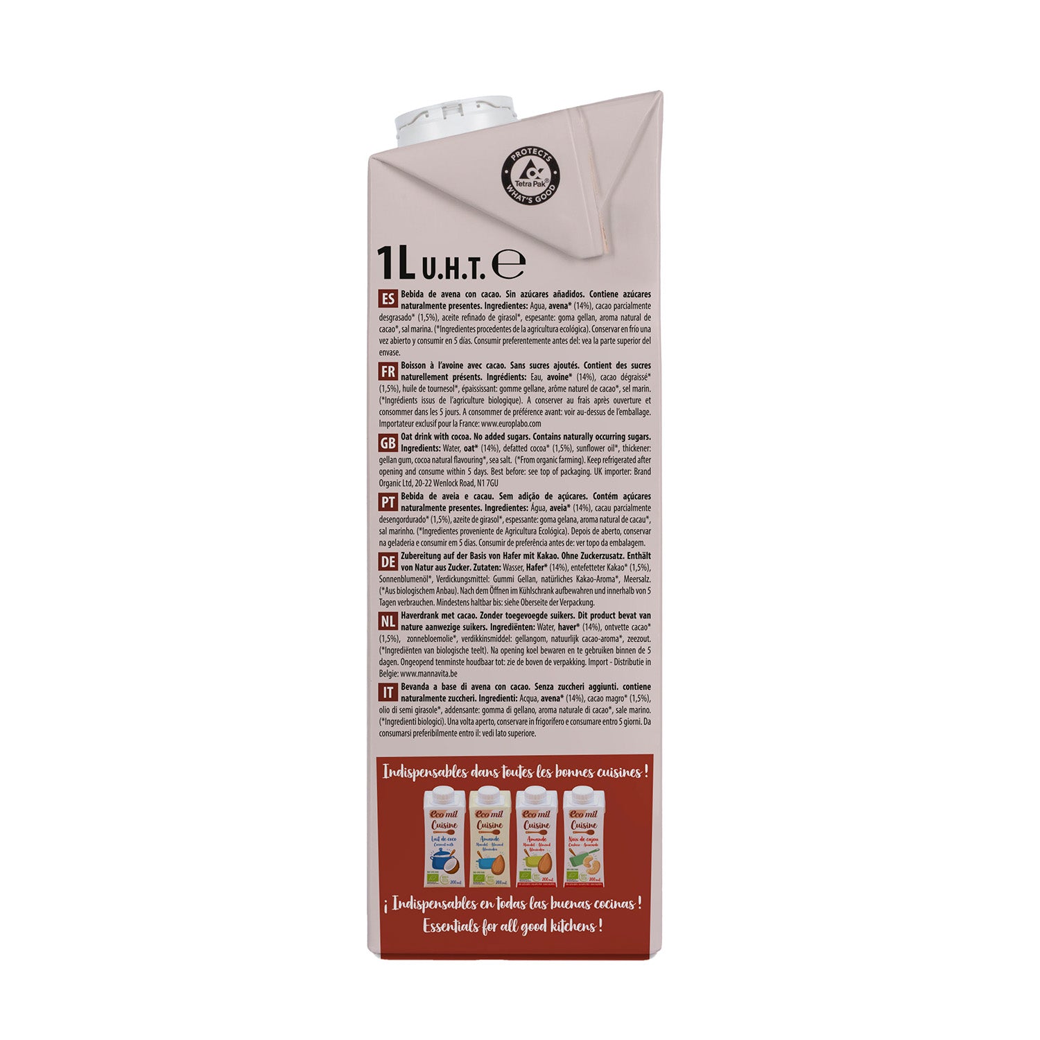 Boisson à l'avoine et au cacao bio NaturGreen 1 L