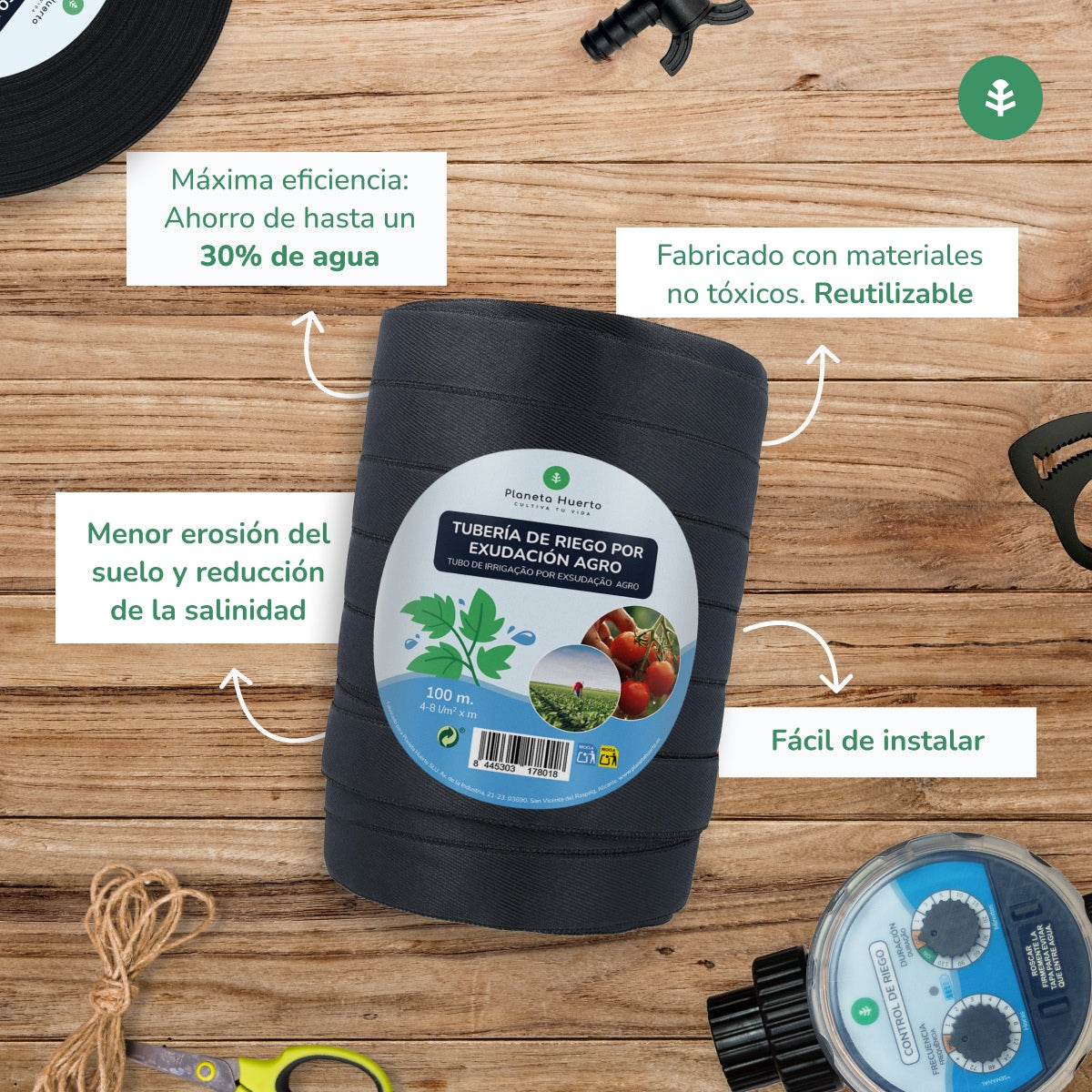 Tubería de Riego por Exudación en Rollo Agro Planeta Huerto 25 m