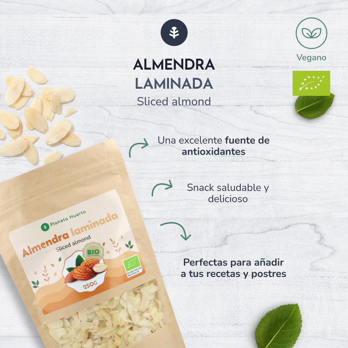 Almendra laminada ECO Planeta Huerto 250 g