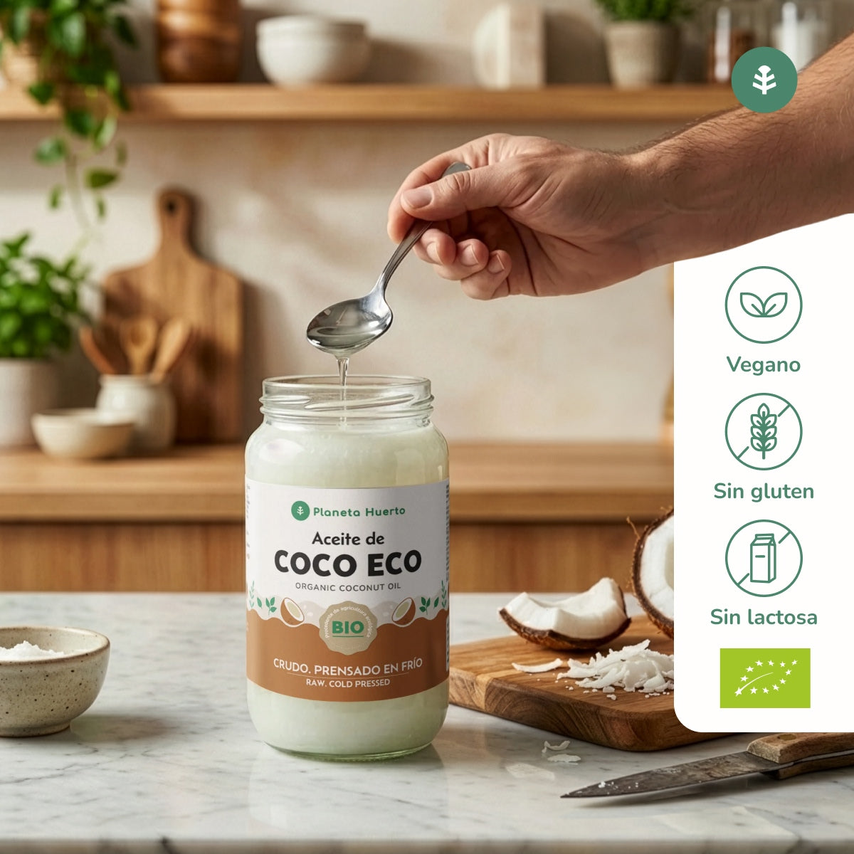 Pack 3x Aceite de coco ECO Planeta Huerto 860 ml
