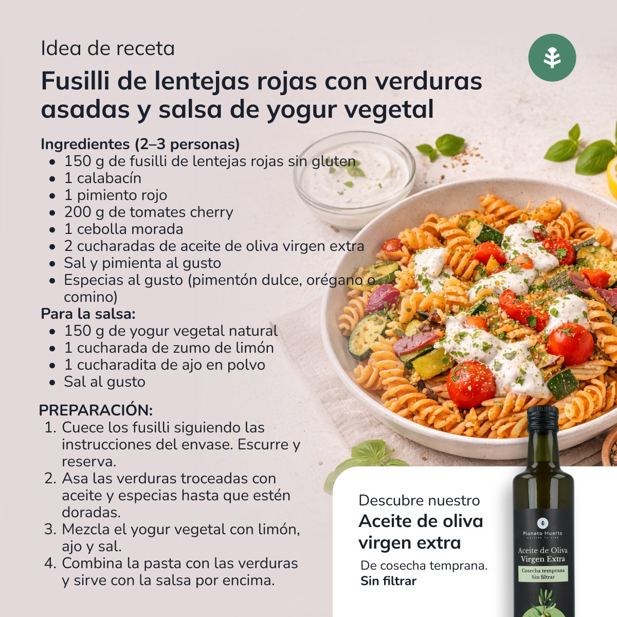 Espirales de lentejas ECO sin gluten Planeta Huerto 250 g
