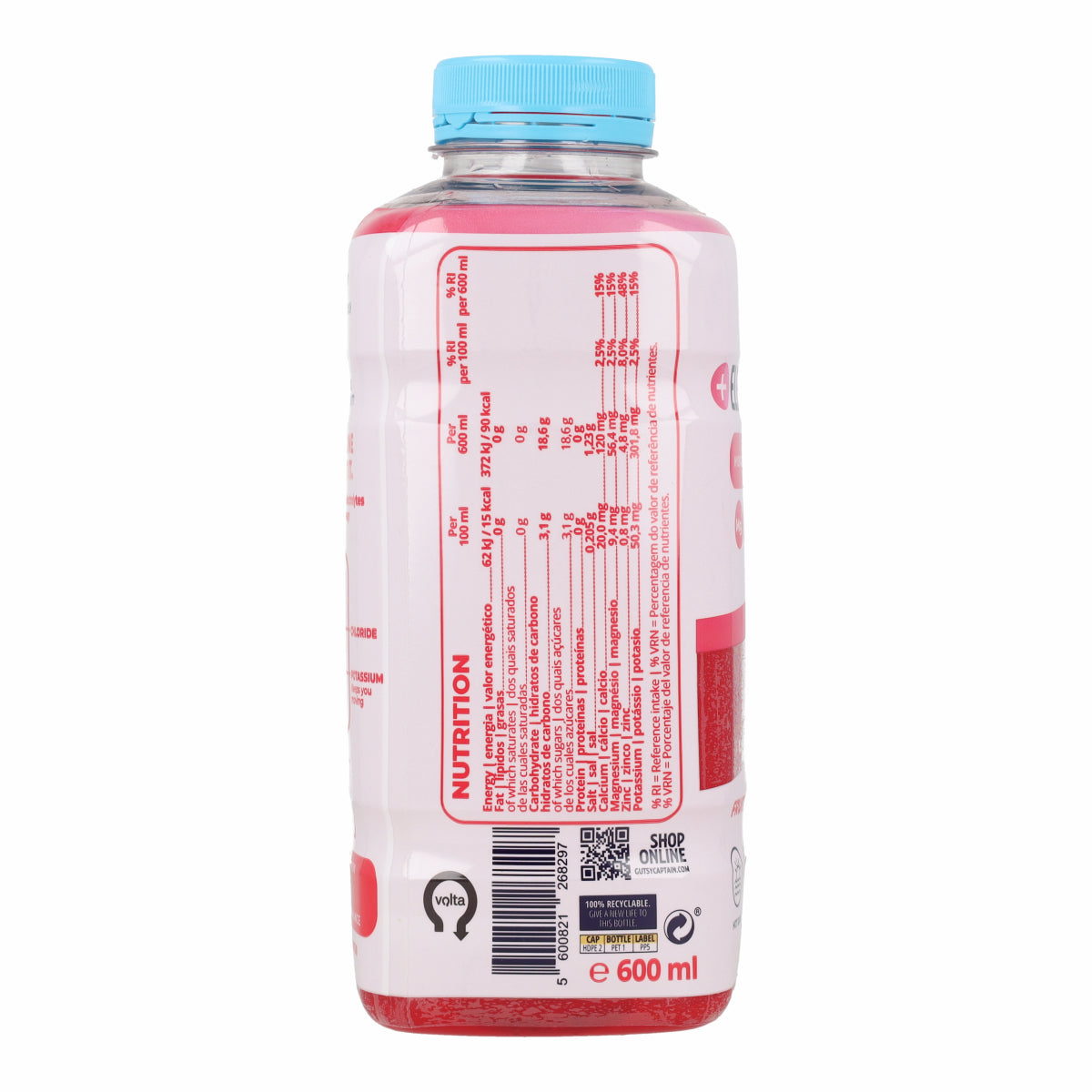 Boisson naturelle aux électrolytes Punch aux fruits Bouteille The Gutsy Captain 600 ml