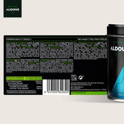 Omega 3 - 3000 mg | EPA y DHA Aldous 210 cápsulas