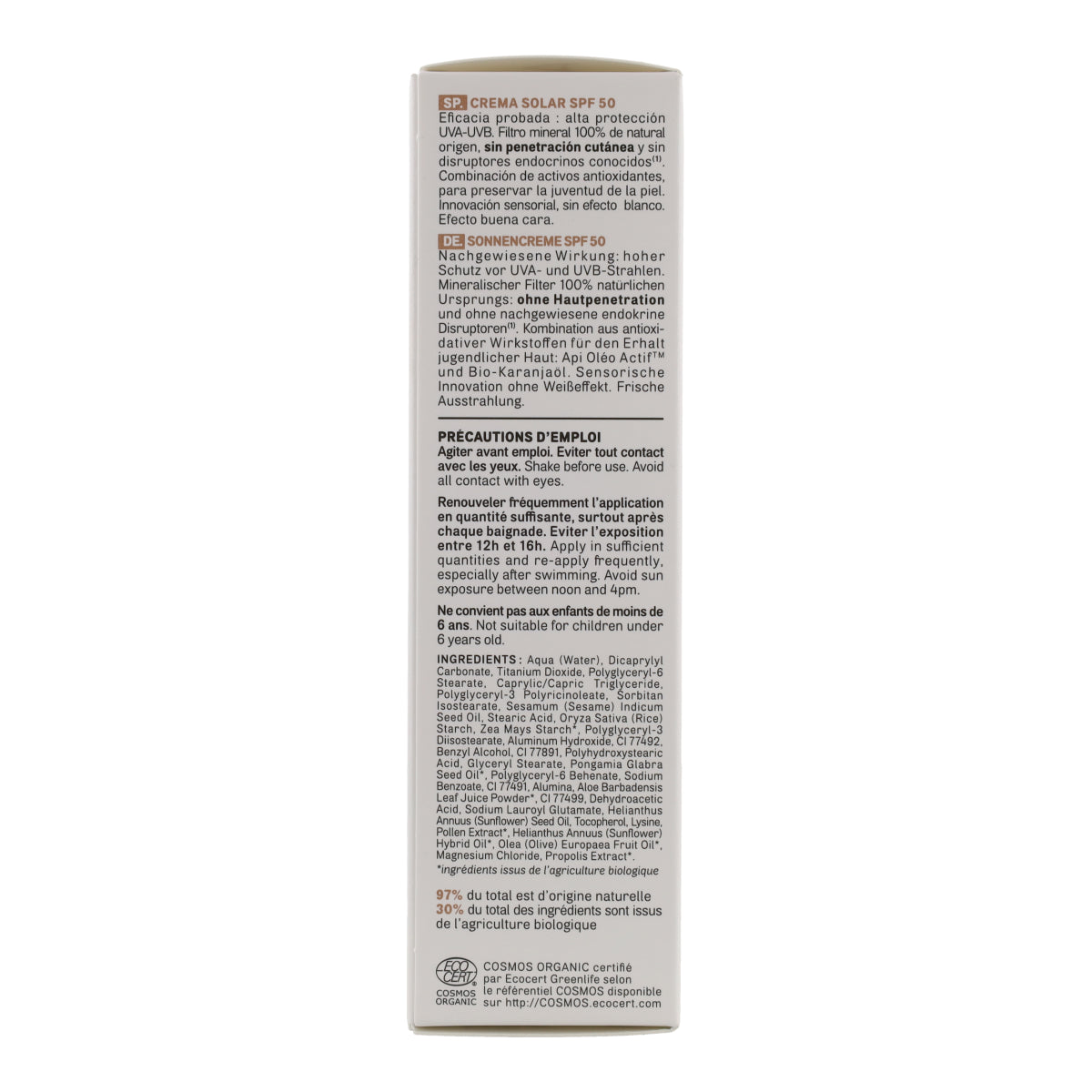 Crema facial color medio spf 50 Acorelle 50 ml