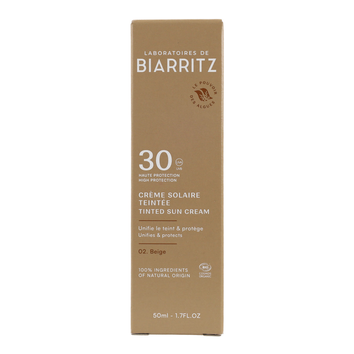 Crème solaire protectrice pour le visage couleur beige SPF30 Alga Maris 50 ml