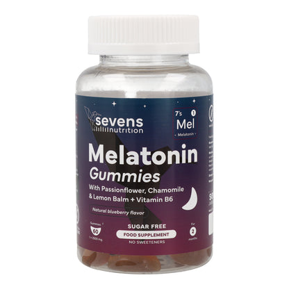 Mélatonine Gummies avec Passiflore Camomille Mélisse et Vitamine B6 Sans Sucre Sevens Nutrition 60 gummies