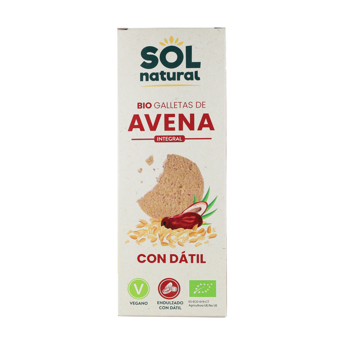 Biscuits à l'avoine complète sucrés aux dattes bio Sol Natural 170 g