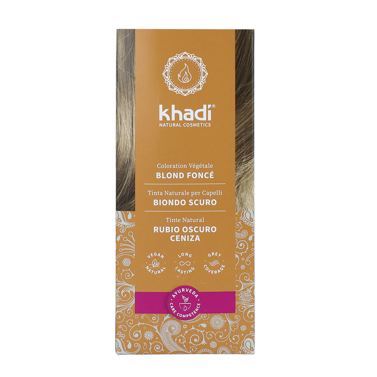 Tinte natural rubio oscuro ceniza Khadi 100 g