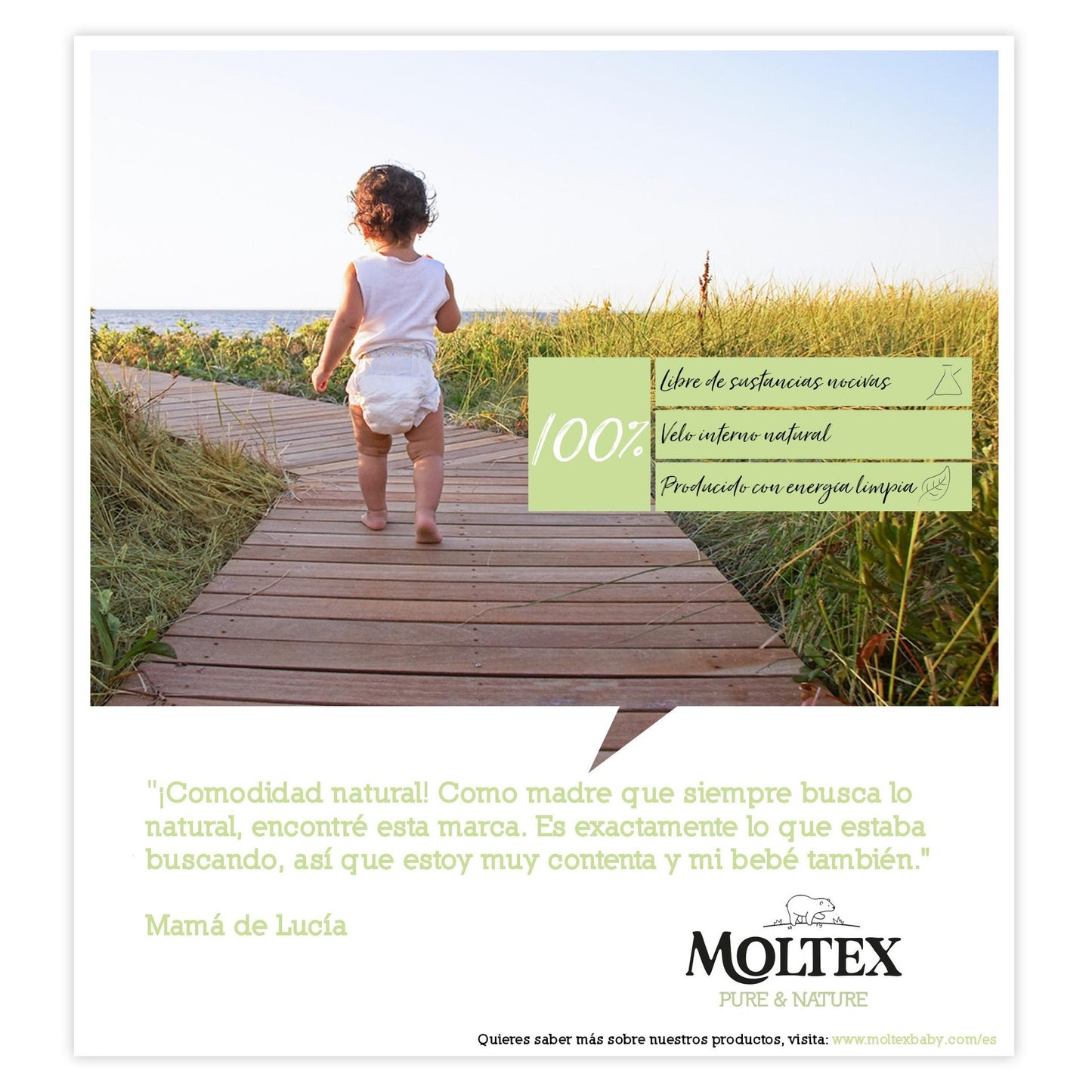 Pañales  T2 (3-6 kg) Moltex Pure & Nature, 36 Uds