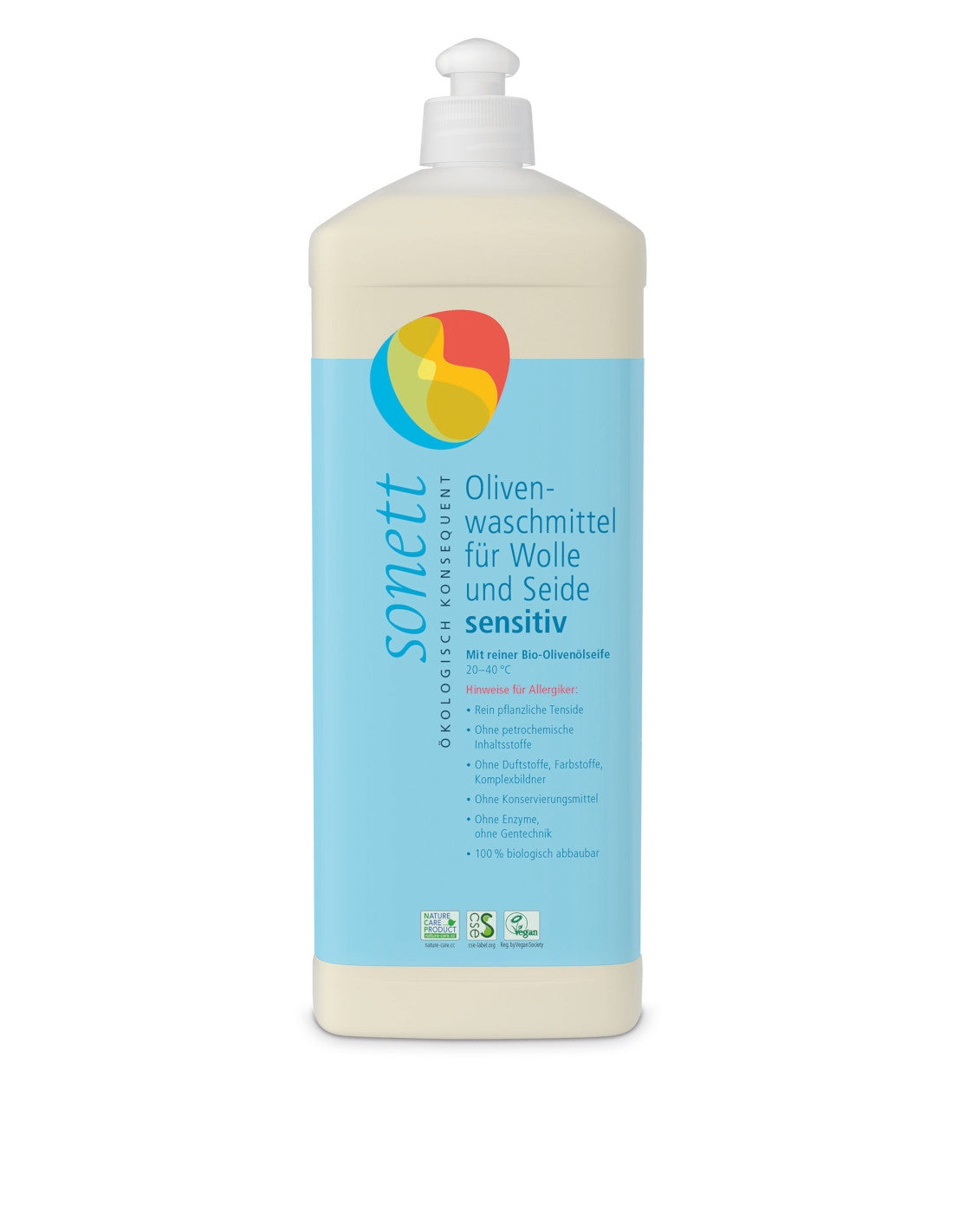 Lessive à l'huile d'olive Sensitive pour laine et soie Sonett 1 litre