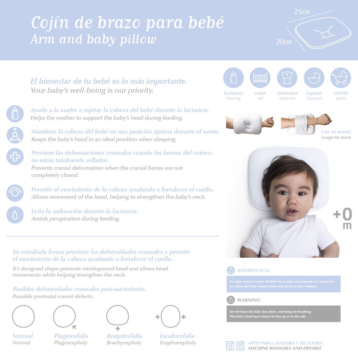 Cojin de brazo para bebé de Cambrass Celeste