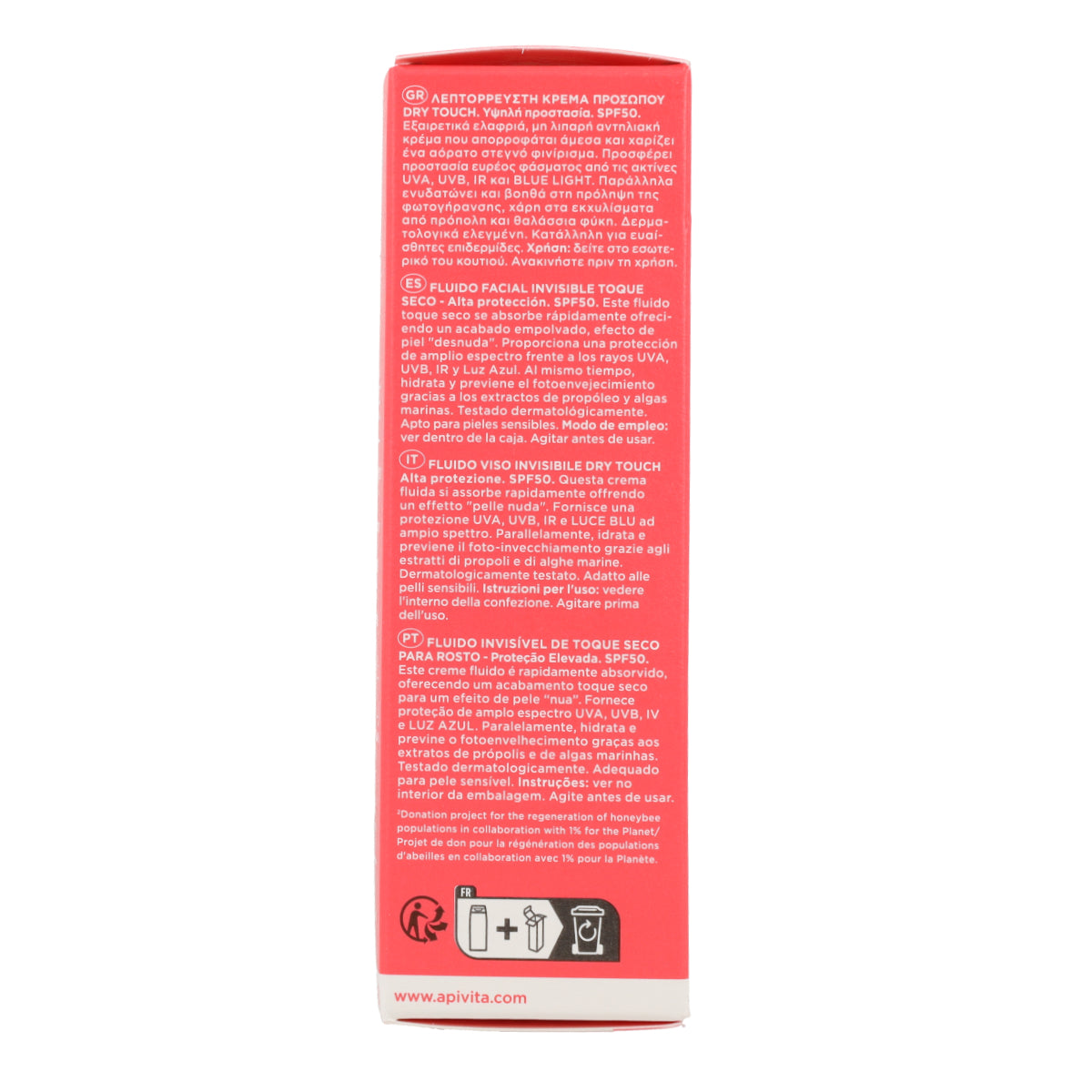 Protector Solar Facial Fluido Invisible Toque Seco SPF50 - APIVITA - 50 ml
