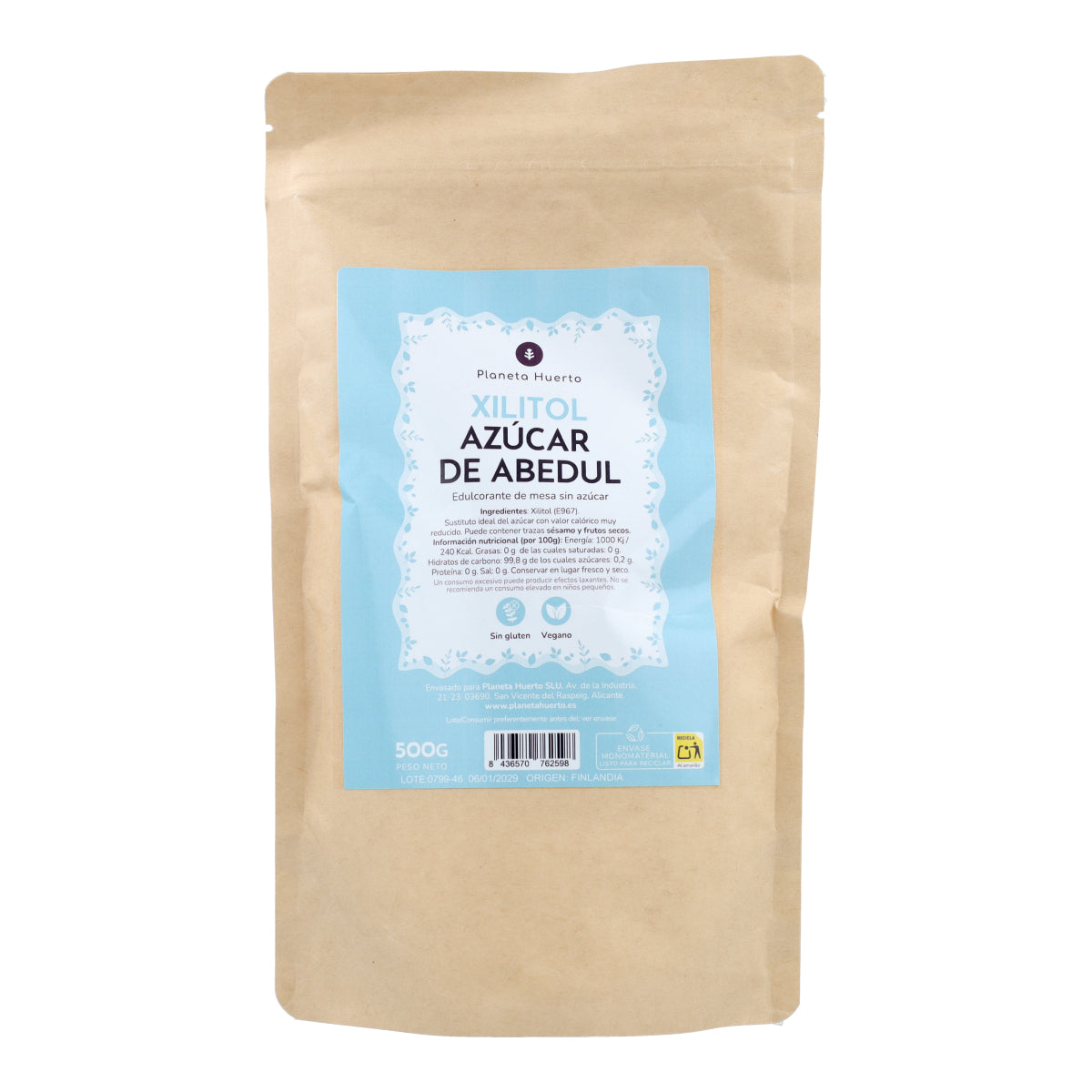 Sucre de bouleau au xylitol Planeta Huerto 500 g