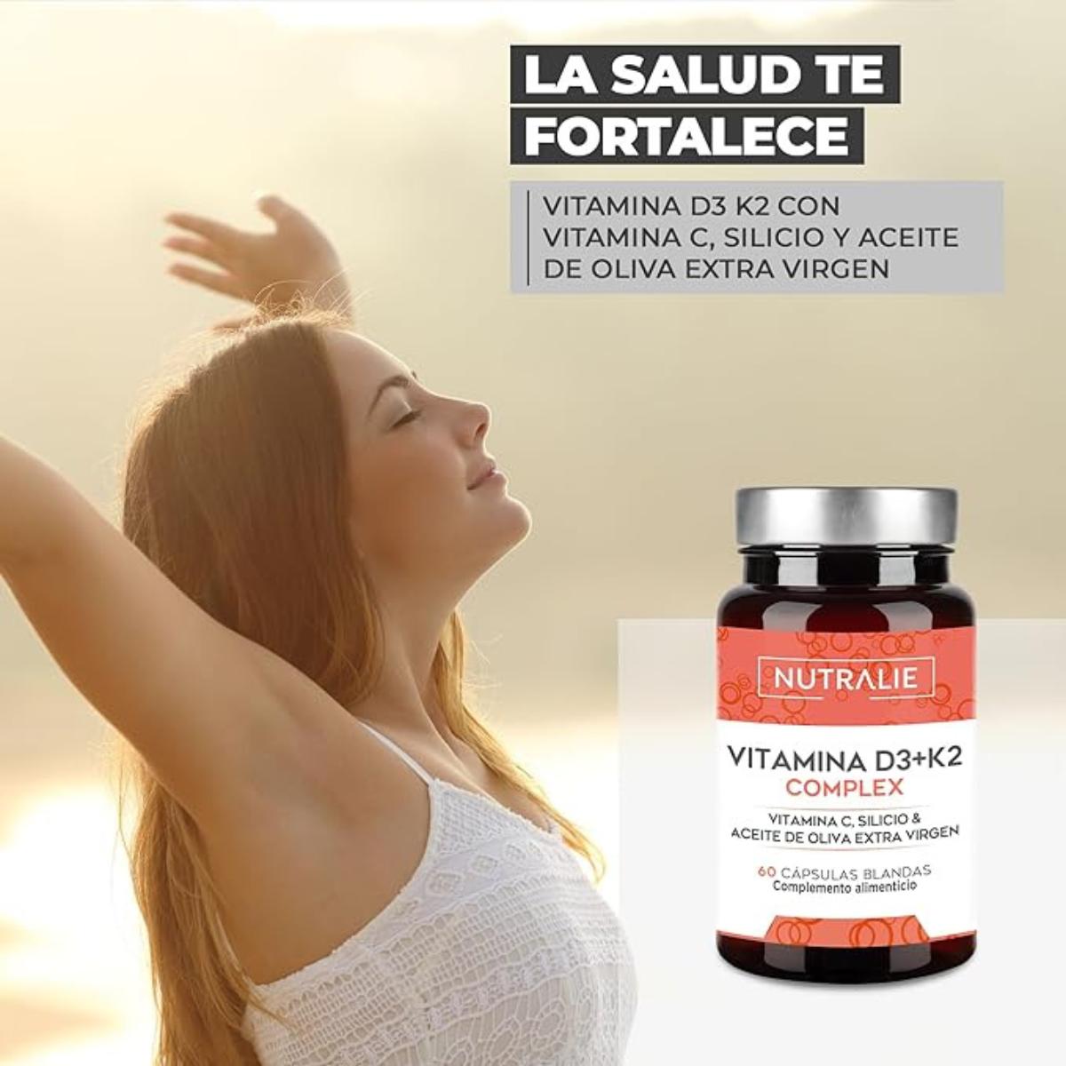 Nutralie Vitamina D3+K2 Complex 10000 UI + Vit C 60 cápsulas