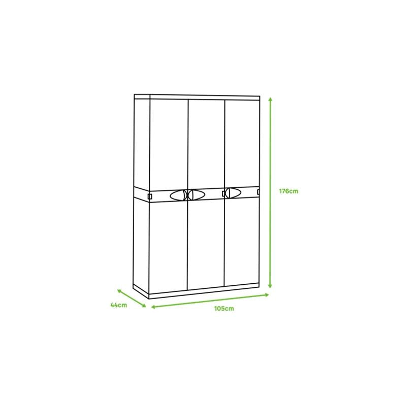 Armoire à 3 portes avec balai 105 cm Titanium Plastiken Noir (reconditionné)