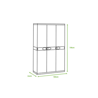 Armoire à 3 portes avec balai 105 cm Titanium Plastiken Noir (reconditionné)